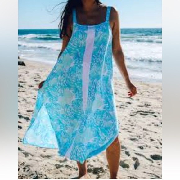 NWT. Lilibridge XS Blue Tropics Midi Dress. - Picture 5 of 12